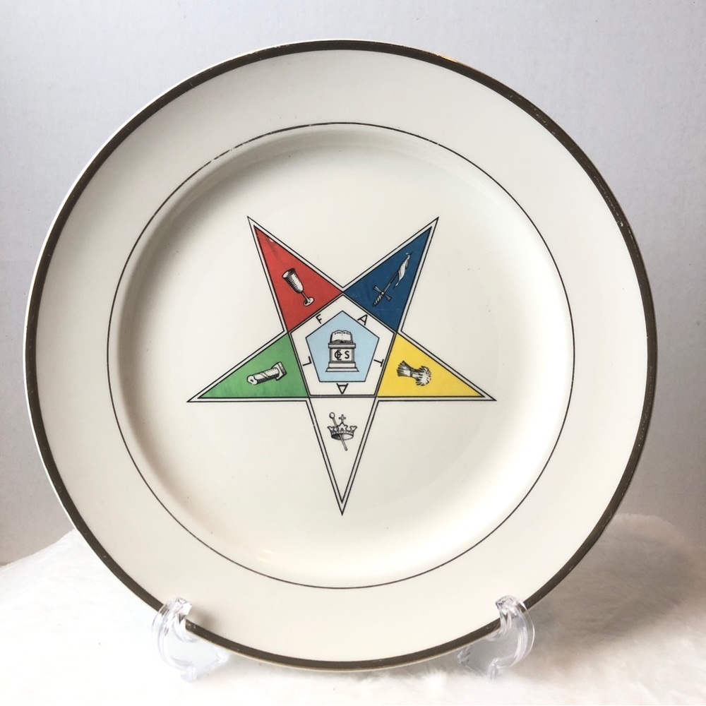 VTG Mason Order Eastern 5 Star 1st Ed 10" Plate Warrant 23K Gold Tenn USA Rare